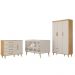 Quarto de Bebê Guarda Roupa 3 Portas com Gavetas Ludmila Cômoda 4 Gavetas com Fraldário Ludmila Berço 3 em 1 Ludmila Off White Carolina Baby