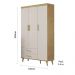 Quarto de Bebê Guarda Roupa 3 Portas com Gavetas Ludmila Cômoda 4 Gavetas com Fraldário Ludmila Berço 3 em 1 Ludmila Off White Carolina Baby