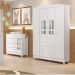 Quarto de Bebê Guarda Roupa 4 Portas com Gavetas Cômoda 4 Gavetas com Porta Ariel Branco Carolina Baby