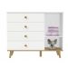Quarto de Bebê Lígia Berço 3 em 1 com Grades de Madeira Cômoda 4 Gavetas Infantil com Porta Branco Fosco Carolina Baby