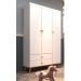 Quarto de Bebê Lígia Guarda Roupa 3 Portas com Gavetas Cômoda Infantil 4 Gavetas com Porta Branco Fosco com Bétula Carolina Baby