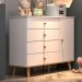 Quarto de Bebê Lígia Retrô Berço 3 em 1 Ludmila Cômoda 4 Gavetas com Porta Branco com Bétula Carolina Baby