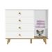 Quarto de Bebê Lígia Retrô Berço 3 em 1 Ludmila Cômoda 4 Gavetas com Porta Branco com Bétula Carolina Baby