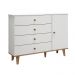Quarto de Bebê Lígia Retrô Berço 3 em 1 Ludmila Cômoda 4 Gavetas com Porta Branco com Bétula Carolina Baby
