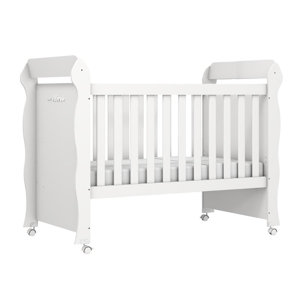 Quarto de Bebê Lisa Provençal Berço Mini Cama Lisa Cômoda Infantil com Porta Branco Carolina Baby