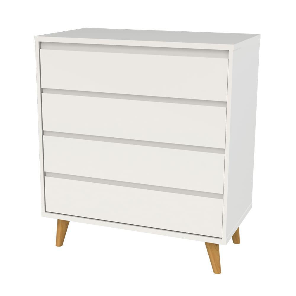 Quarto de Bebê Lorena Guarda Roupa 3 Porta com Gavetas Cômoda Infantil 4 Gavetas Branco Fosco Carolina Baby