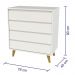 Quarto de Bebê Lorena Guarda Roupa 3 Porta com Gavetas Cômoda Infantil 4 Gavetas Branco Fosco Carolina Baby