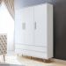 Quarto de Bebê Ludmila Guarda Roupa 3 Porta com Gavetas Lorena Cômoda Infantil 4 Gavetas com Porta Branco Fosco Carolina Baby