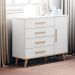 Quarto de Bebê Ludmila Retrô Guarda Roupa 3 Portas com Gavetas Cômoda Infantil 4 Gavetas com Porta Branco Fosco com Bétula Carolina Baby