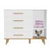 Quarto de Bebê Ludmila Retrô Guarda Roupa 3 Portas com Gavetas Cômoda Infantil 4 Gavetas com Porta Branco Fosco com Bétula Carolina Baby