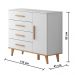 Quarto de Bebê Ludmila Retrô Guarda Roupa 3 Portas com Gavetas Cômoda Infantil 4 Gavetas com Porta Branco Fosco com Bétula Carolina Baby
