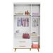 Quarto de Bebê Ludmila Retrô Guarda Roupa 3 Portas com Gavetas Cômoda Infantil 4 Gavetas com Porta Branco Fosco com Bétula Carolina Baby