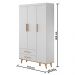 Quarto de Bebê Ludmila Retrô Guarda Roupa 3 Portas com Gavetas Cômoda Infantil 4 Gavetas com Porta Branco Fosco com Bétula Carolina Baby