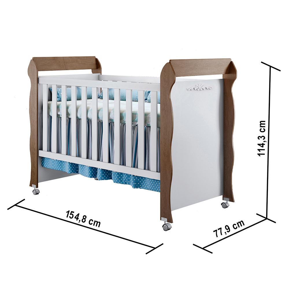 Quarto de Bebê Provençal Lisa Berço Mini Cama Cômoda Infantil com Porta Branco Amadeirado Carolina Baby