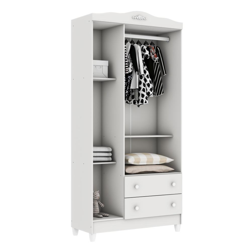 Quarto de Bebê Provençal Lisa Berço Mini Cama Guarda Roupa 3 Portas Cômoda Infantil Branco Carolina Baby