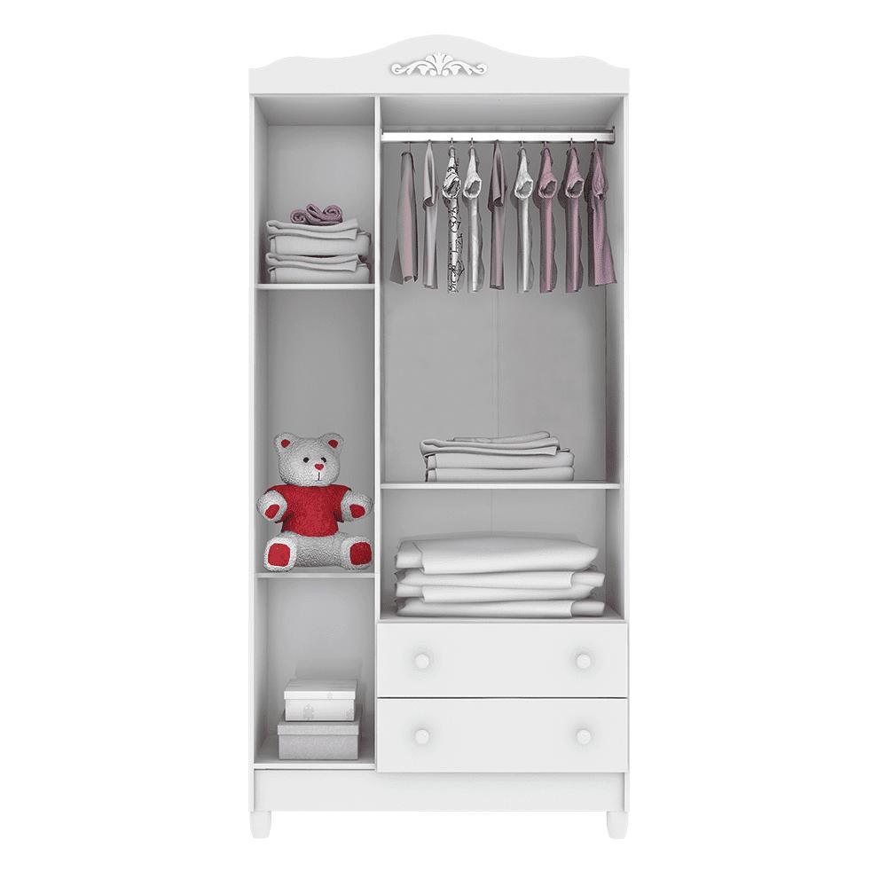 Quarto de Bebê Provençal Lisa Berço Mini Cama Guarda Roupa Infantil 3 Portas Branco Carolina Baby