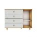 Quarto de Bebê Retrô Berço 3 em 1 Cômoda 4 Gavetas com Fraldário Guarda Roupas 3 Portas Lígia Off White com Bétula Carolina Baby