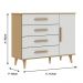 Quarto de Bebê Retrô Berço 3 em 1 Ligia Cômoda com Fraldário Guarda Roupa 3 Portas com Gavetas Off White Carolina Baby