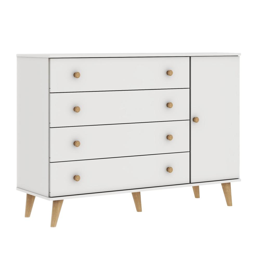 Quarto de Bebê Retrô Berço 3 em 1 Ludmila Cômoda 4 Gavetas com Porta Cris Carolina Baby