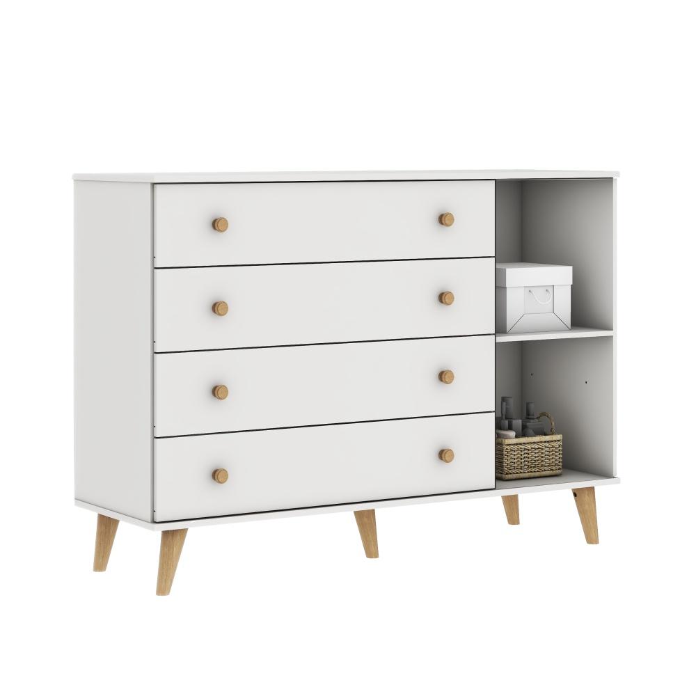 Quarto de Bebê Retrô Berço 3 em 1 Ludmila Cômoda 4 Gavetas com Porta Cris Carolina Baby