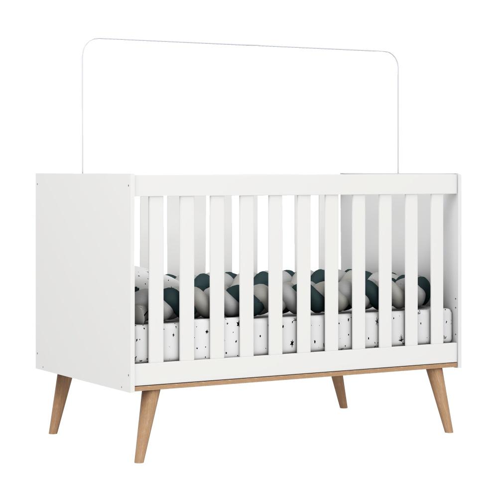 Quarto de Bebê Retrô Berço 3 em 1 Ludmila Cômoda 4 Gavetas com Porta Cris Carolina Baby