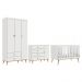 Quarto de Bebê Retrô Lígia Berço 3 em 1 Ludmila Guarda Roupa 3 Portas Cômoda Infantil 4 Gavetas com Porta Branco com Bétula Carolina Baby