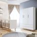 Quarto de Bebê Retrô Lorena Berço 3 em 1 Ludmila Guarda Roupa Infantil Branco Bétula Carolina Baby