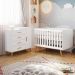 Quarto de Bebê Retrô Ludmila Berço 3 em 1 Cômoda Infantil Branco Bétula Carolina Baby