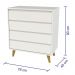 Quarto de Bebê Retrô Ludmila Berço 3 em 1 Guarda Roupa 3 Portas Cômoda Infantil Branco Carolina Baby