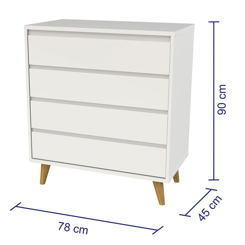 Quarto de Bebê Retrô Ludmila Berço 3 em 1 Guarda Roupa 3 Portas Cômoda Infantil Branco Carolina Baby