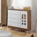 Quarto de Bebê Selena Berço 3 em 1 Gabrielle Cômoda Infantil com Porta Branco Amadeirado Carolina Baby