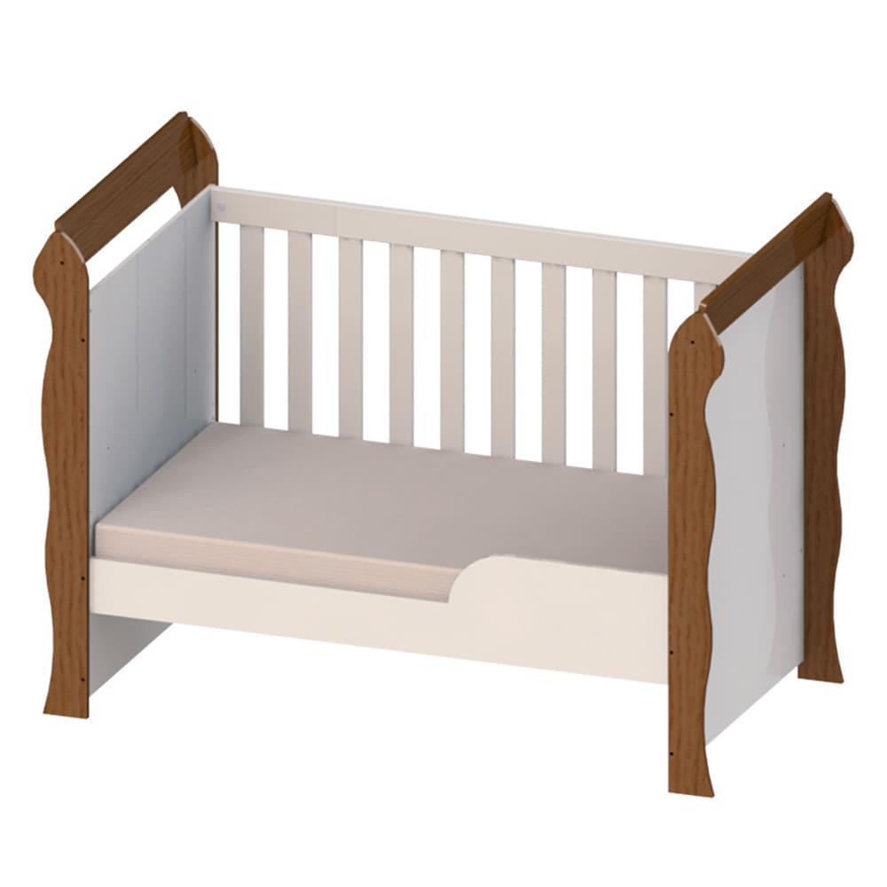 Quarto de Bebê Selena Berço Mini Cama Mirelle Cômoda Infantil Gran Selena com Porta Branco com Amadeirado Carolina Baby
