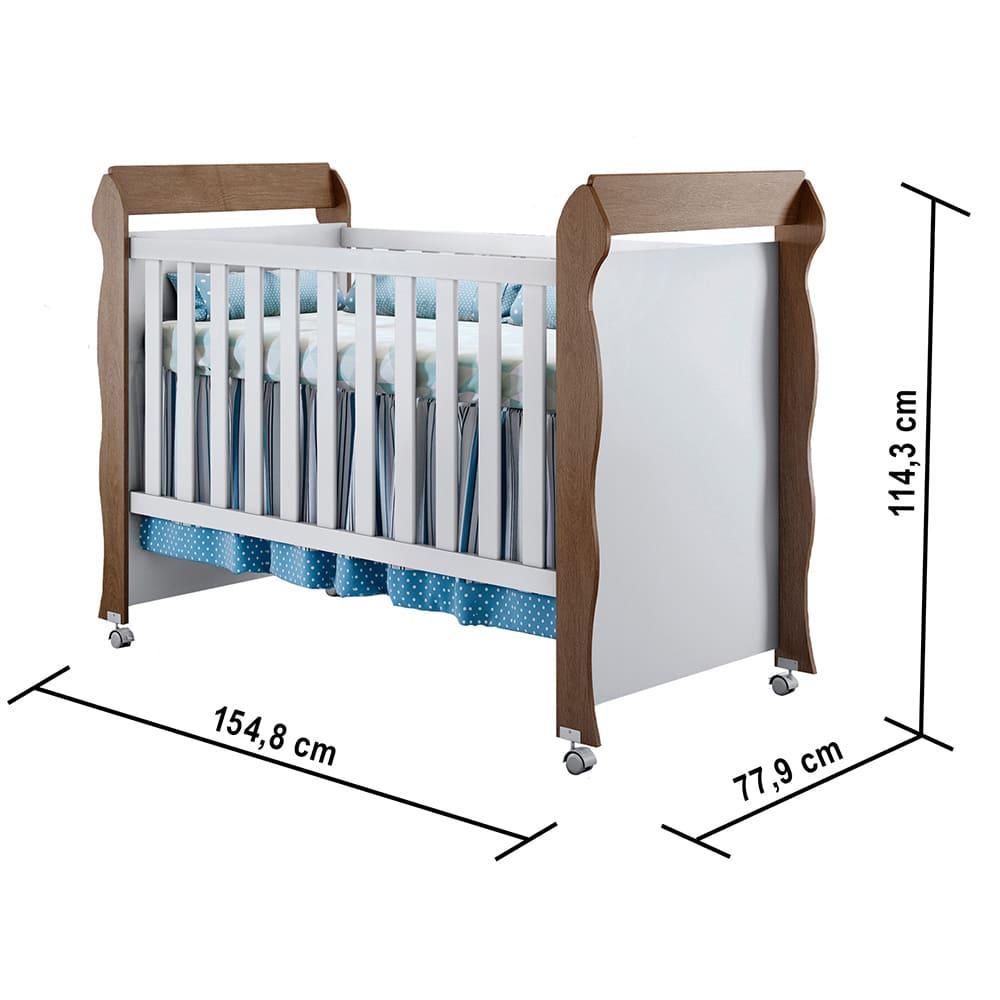 Quarto de Bebê Selena Berço Mini Cama Mirelle Cômoda Infantil Gran Selena com Porta Branco com Amadeirado Carolina Baby