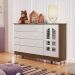 Quarto de Bebê Selena Berço Mini Cama Mirelle Cômoda Infantil Gran Selena com Porta Branco com Amadeirado Carolina Baby