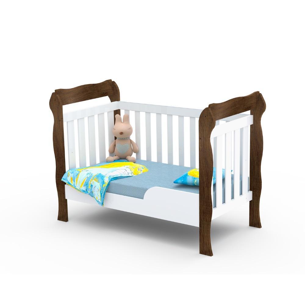 Quarto de Bebê Taís Berço 3 em 1 Lila Cômoda Infantil 4 Gavetas com Porta Amadeirado Carolina Baby