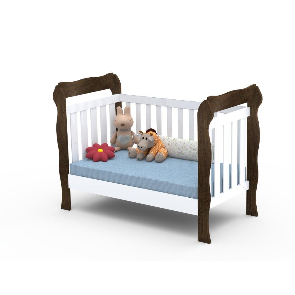 Quarto de Bebê Taís Berço 3 em 1 Lila Cômoda Infantil 4 Gavetas com Porta Amadeirado Carolina Baby