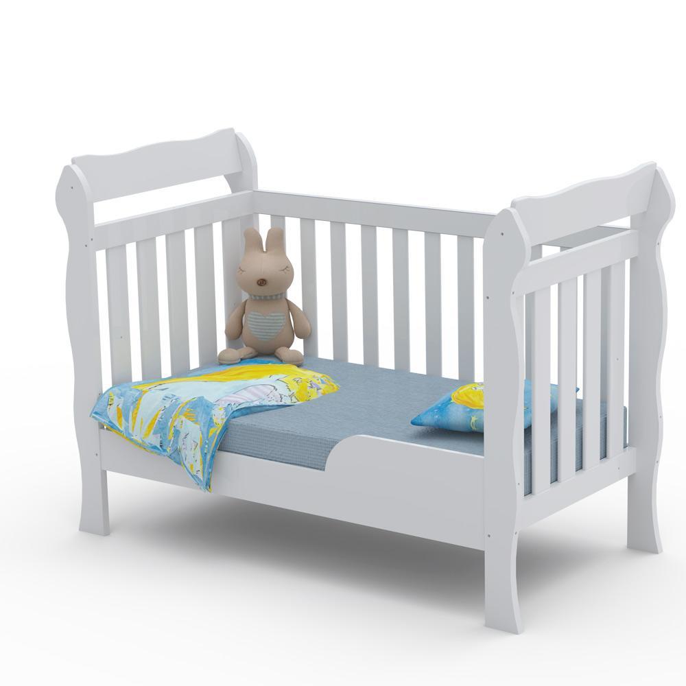 Quarto de Bebê Taís Berço 3 em 1 Lila Cômoda Infantil 4 Gavetas com Porta Branco Carolina Baby