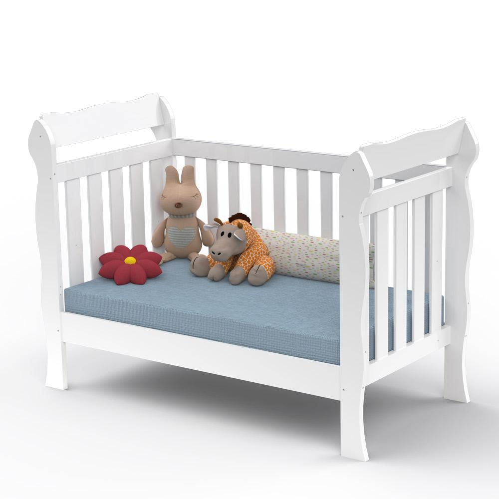 Quarto de Bebê Taís Berço 3 em 1 Lila Cômoda Infantil 4 Gavetas com Porta Branco Carolina Baby