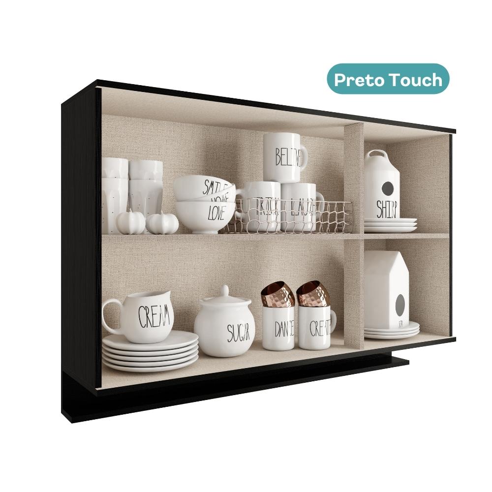 Aéreo de Cozinha 1200mm 3 Portas Lótus Carraro Preto