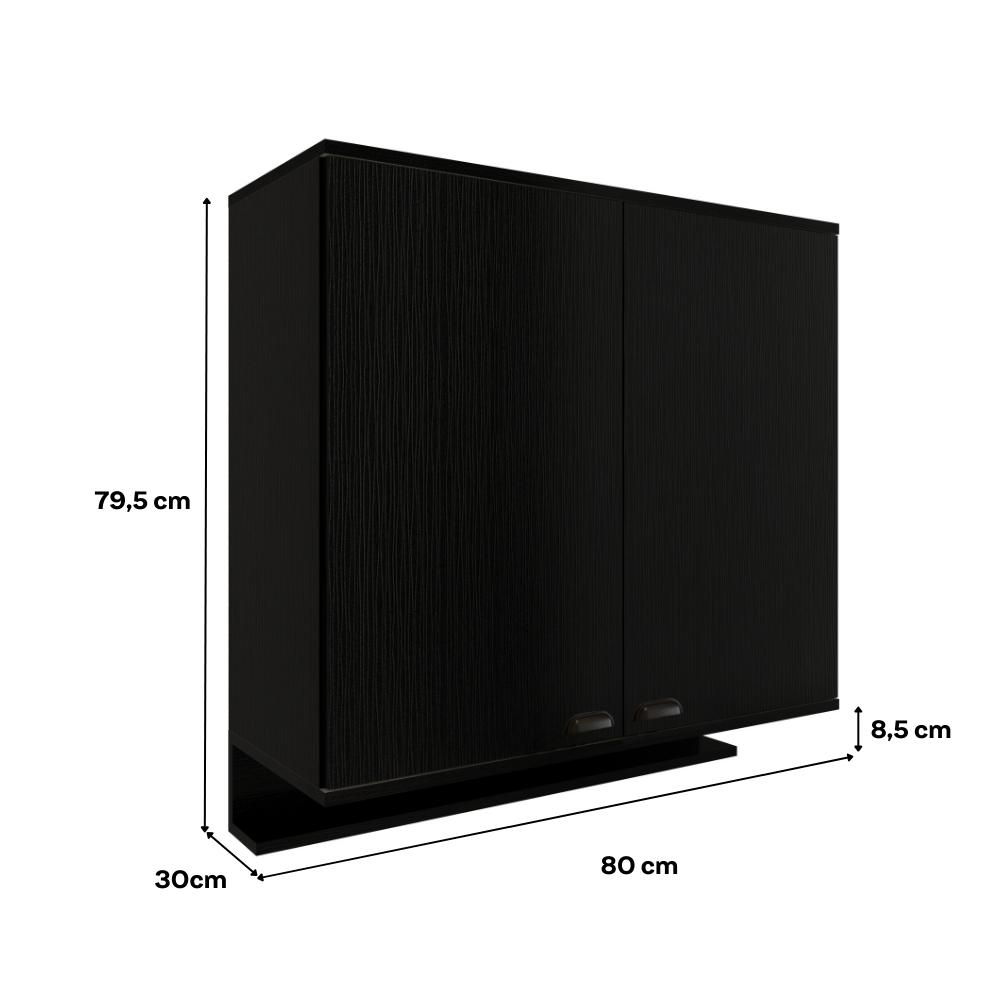 Aéreo de Cozinha 800mm 2 Portas Lótus Carraro Preto
