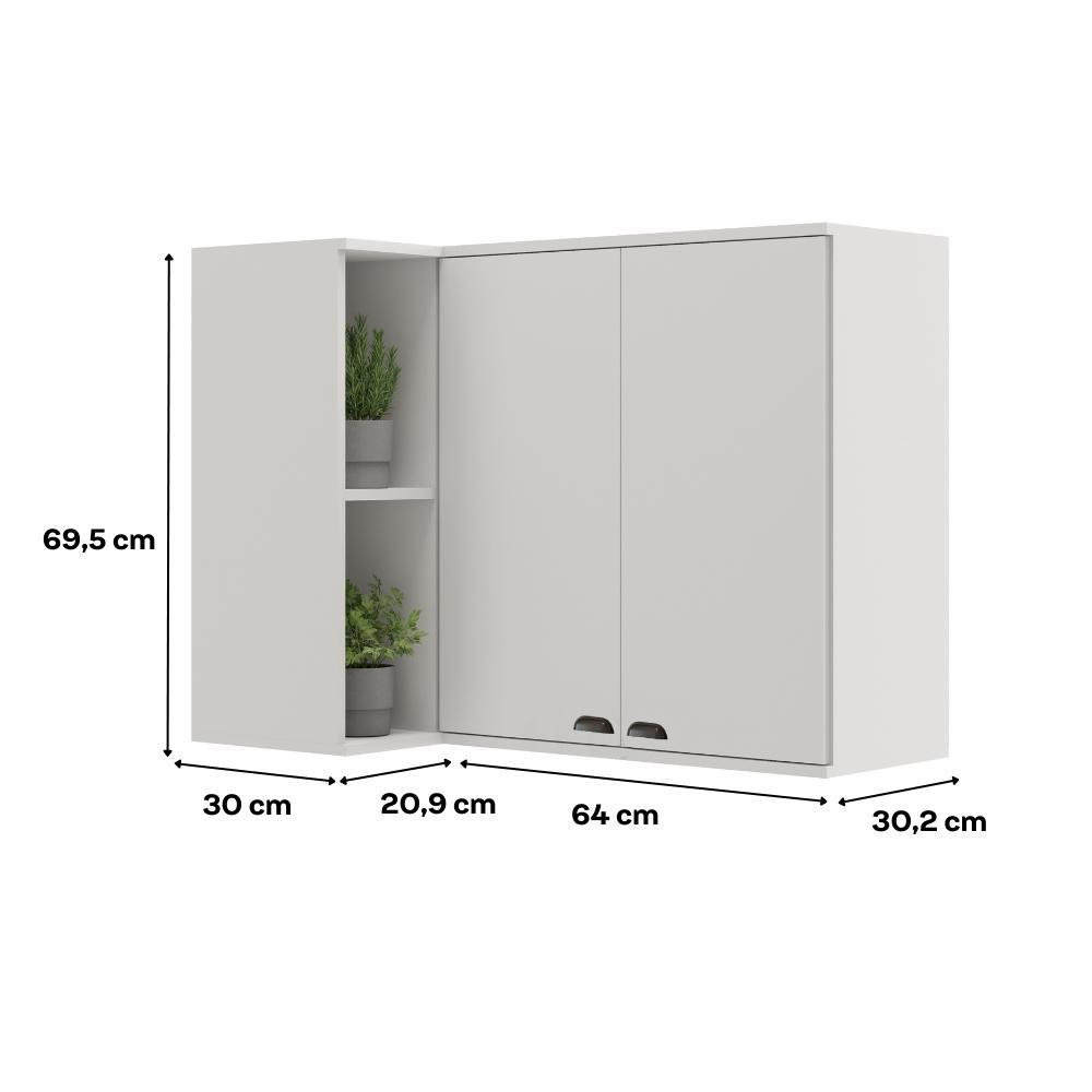 Aéreo de Cozinha Canto 2 Portas Lótus Carraro Branco