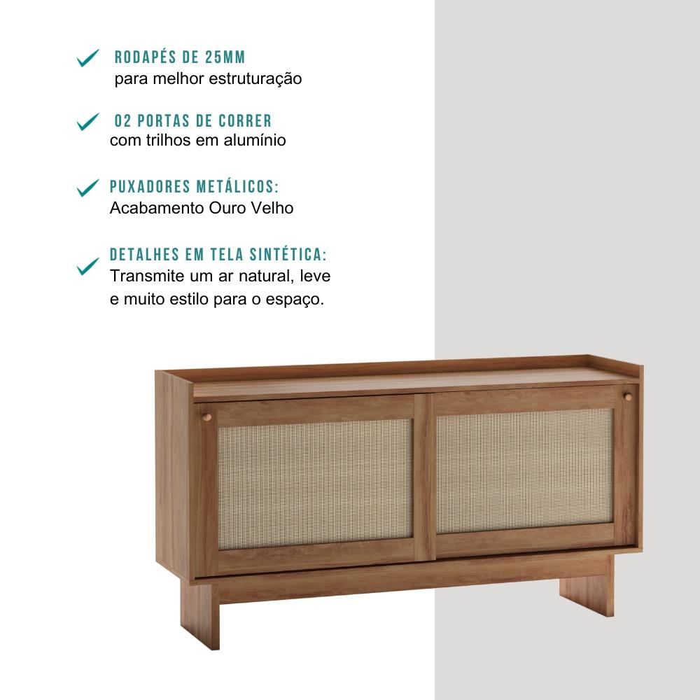 Aparador Buffet 2 Portas de Correr Átria 1295 Carraro Freijó