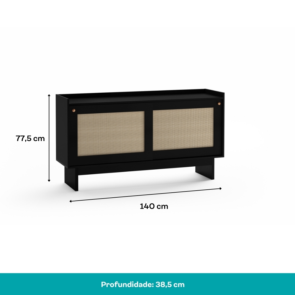 Aparador Buffet 2 Portas de Correr Átria 1295 Carraro Preto