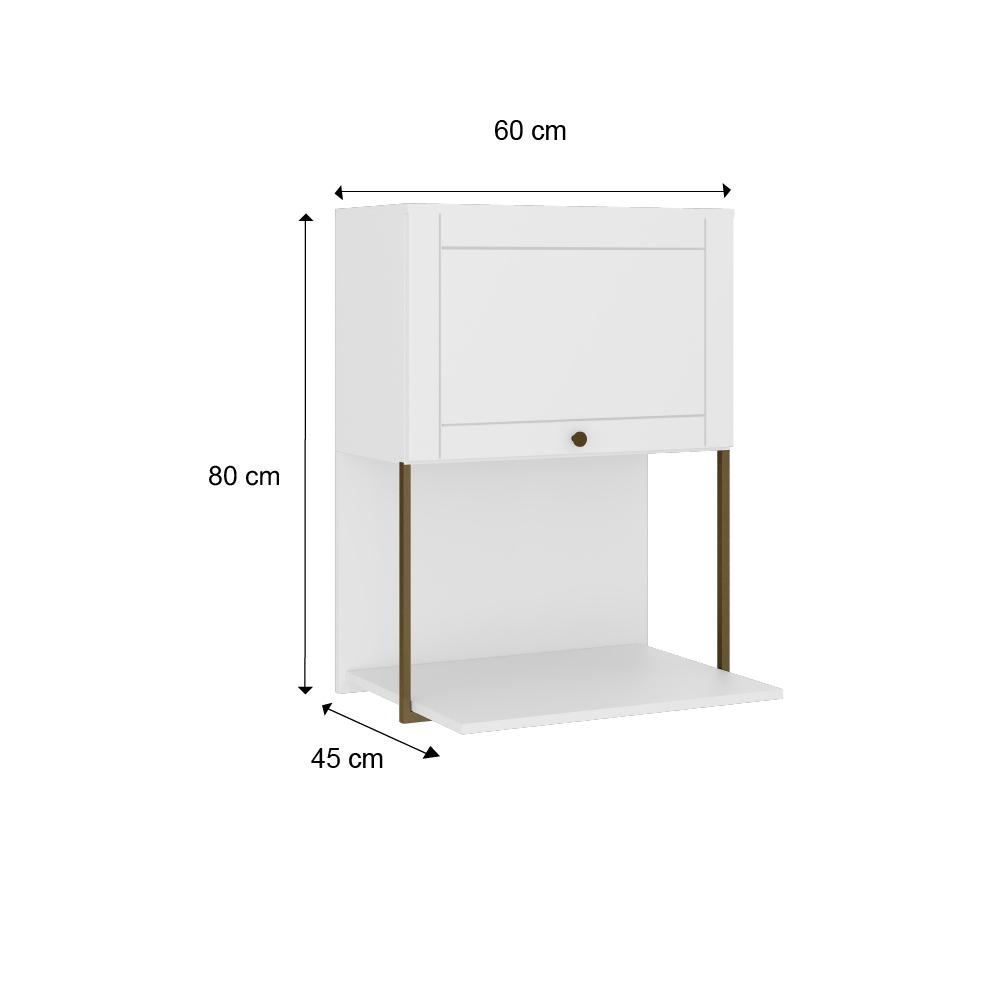 Armário Aéreo Milla 1 Porta Branco Tubo Ouro Velho Carraro