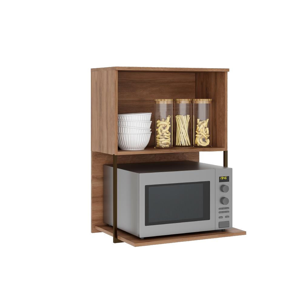 Armário Aéreo Milla 1 Porta Nog/Cinza Tubo Ouro Velho Carraro