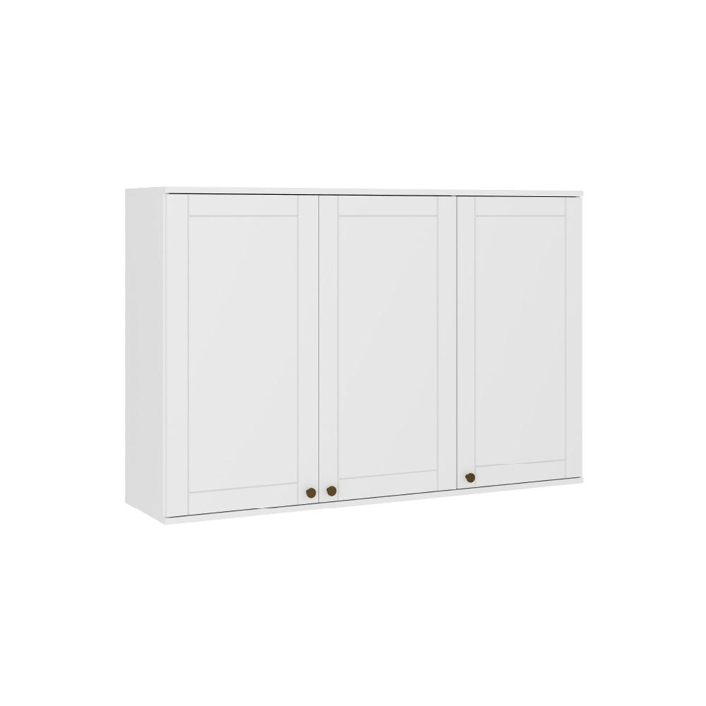 Armário Aéreo Milla 3 Portas Branco MDF 120cm Carraro