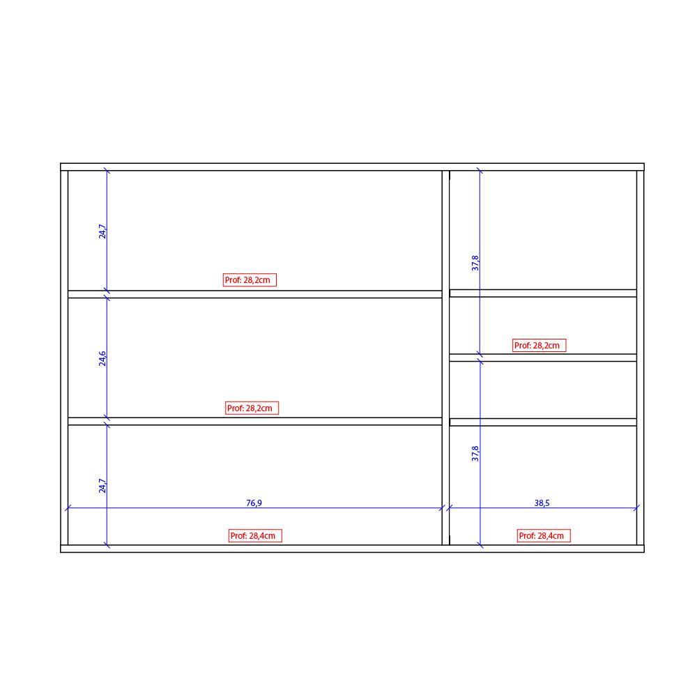Armário Aéreo Milla 3 Portas Branco MDF 120cm Carraro