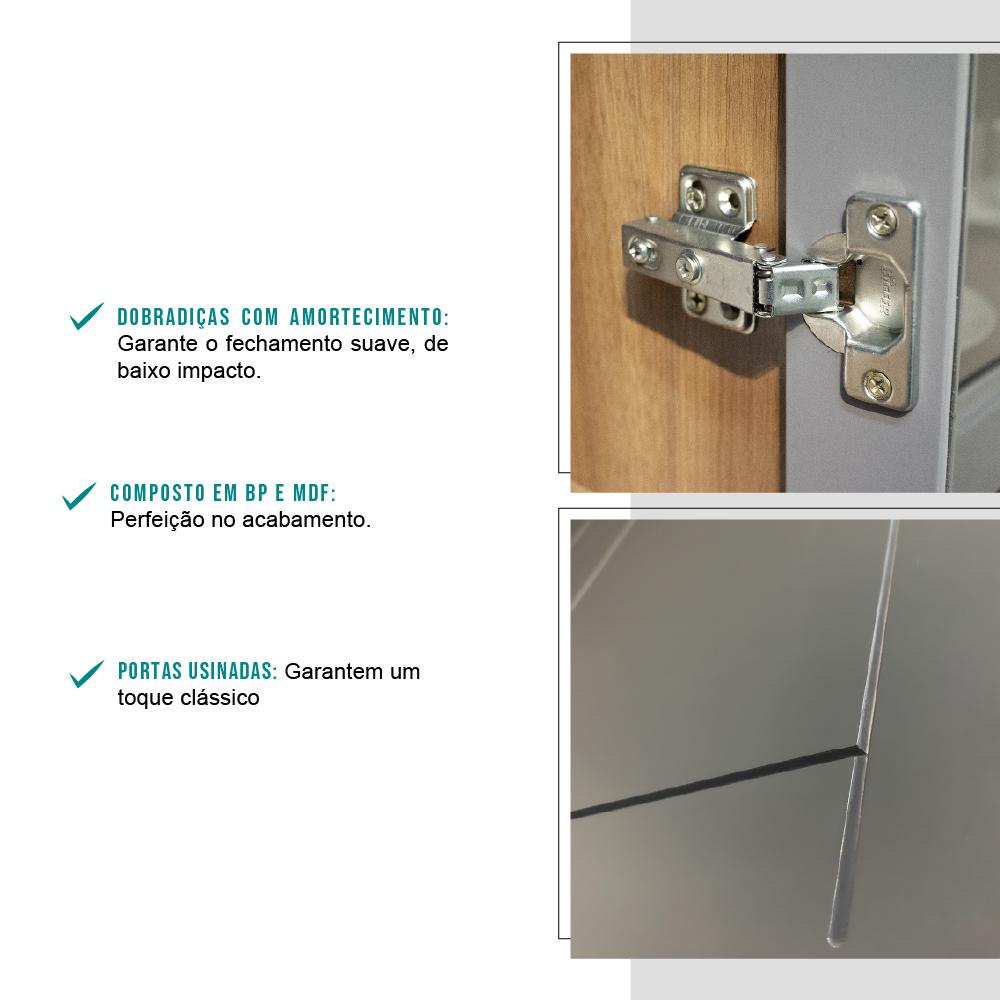 Armário Aéreo Milla 3 Portas Nog/Cinza 120cm Carraro