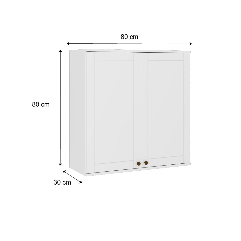 Armário Aéreo Milla MDF 2 Portas de Branco 80 cm Carraro