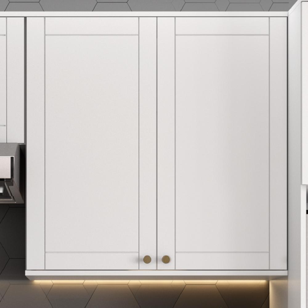 Armário Aéreo Milla MDF 2 Portas de Branco 80 cm Carraro
